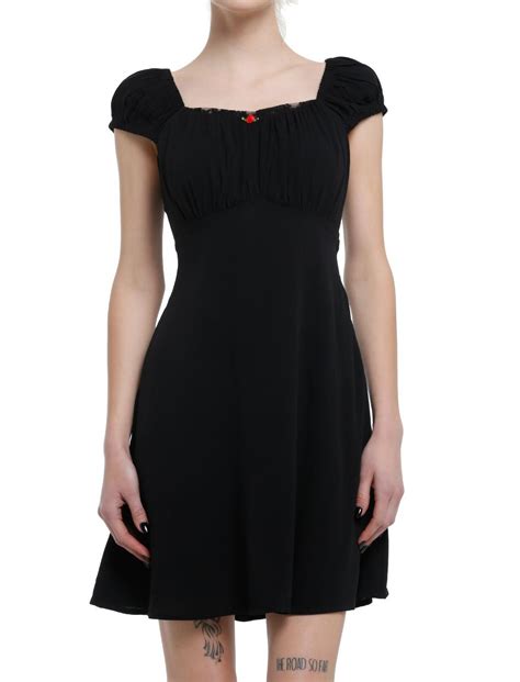 Social Collision Red Rosette Black Babydoll Dress | Hot Topic