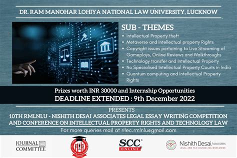 CALL FOR ENTRIES: 10TH RMLNLU-NISHITH DESAI ASSOCIATES CONFERENCE AND ...