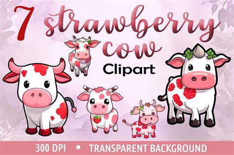 Strawberry Cow Clipart Cute Baby Cow Graphic by Topstar · Creative Fabrica