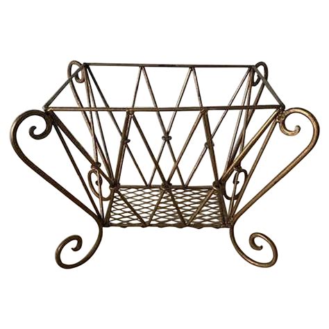 Vintage Atomic Style Gold Metal Magazine Rack For Sale at 1stDibs | vintage metal magazine rack ...