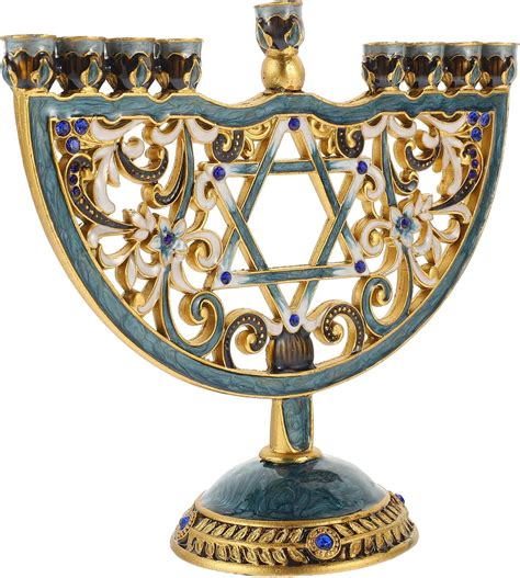 Vaguelly Hanukkah Menorah Candle Holder 9 Branch Jewish Candle Sticks ...