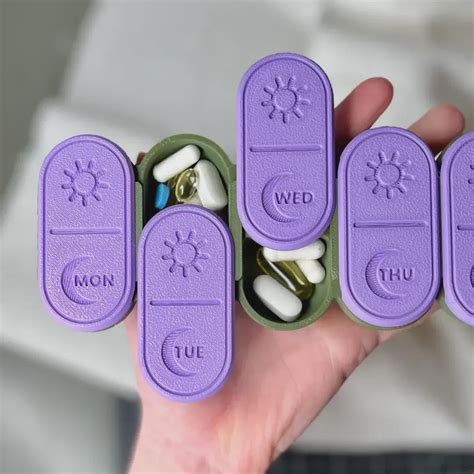 Cute Pill Box Organizer 3D Printed Weekly AM/PM Medicine With Sliding Lids Customized in ...