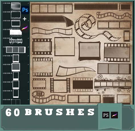 Retro Film Frame Brushes for Procreate & Photoshop - Etsy