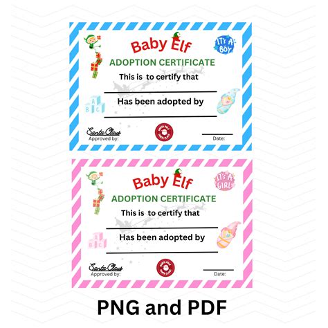 PDF Baby Elf Adoption Certificate - Etsy