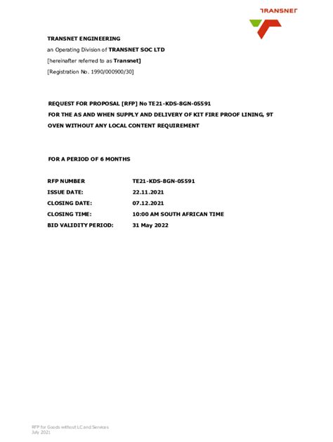 Fillable Online an Operating Division of TRANSNET SOC LTDOur Divisions ...