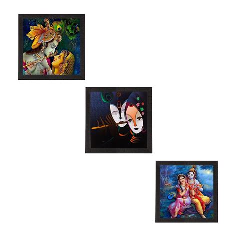 Set Of 3 Radha Krishna Paper Painting - eCraftIndia Online