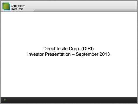 Direct Insite Investor Presentation 2013 | PDF
