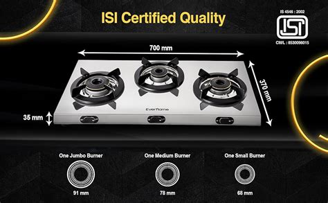 Everflame Pearl 3 Burner Gas Stove | Manual Ignition | ISI Certified ...