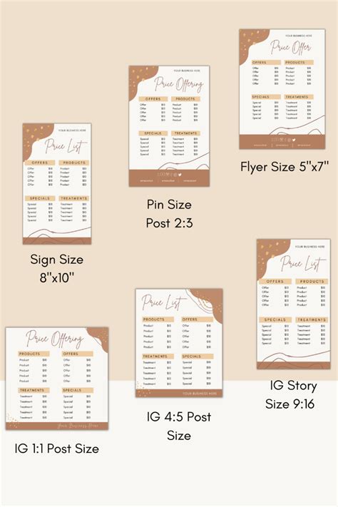 Price list template bundle instant download – Artofit
