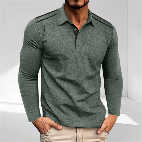 BLCHUNen Mens Long Sleeve Shirts Pullover Trundown Collar Berathable ...