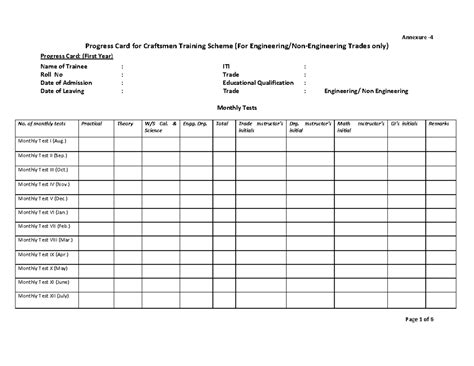 Progress Card for ITI Craftsmen Training Scheme (1st Year) - Studocu