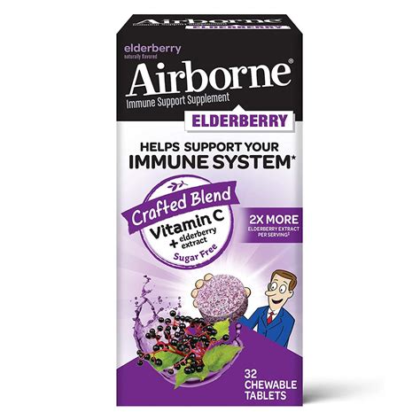Airborne Vitamin C + Elderberry Immune Support Chewable Tablets, 32 ct