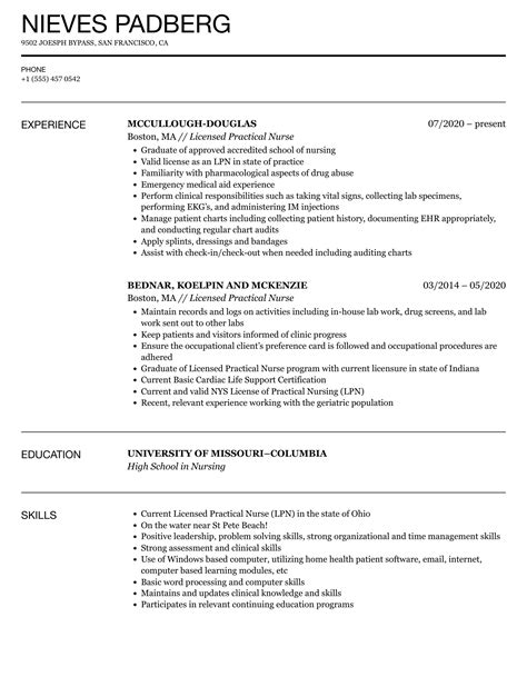 Licensed Practical Nurse Resume Samples | Velvet Jobs