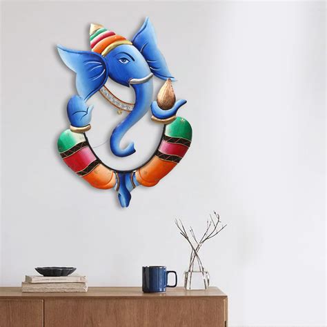 Colorful Lord Ganesha with Kalash in Hand Handcrafted Decorative Iron ...