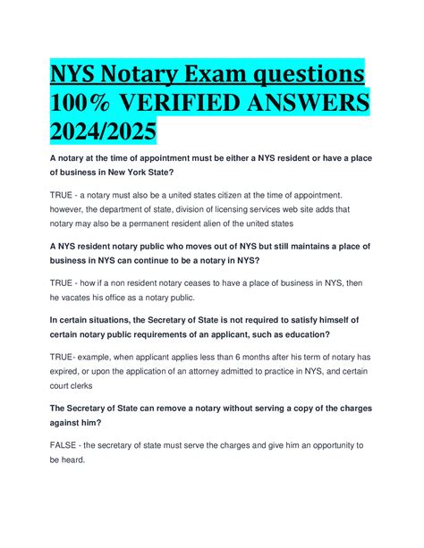 NYS Notary Exam Questions and Answers (2023 – 2024) - DocMerit
