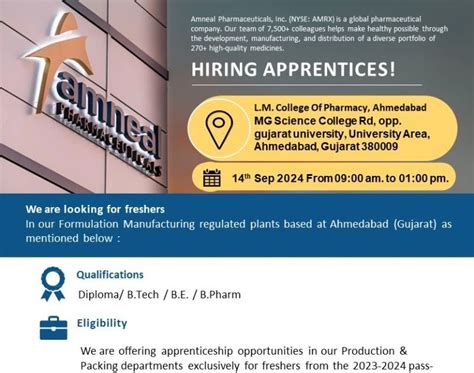Amneal Pharmaceuticals Recruitment 2024: Apprenticeship for Freshers in ...