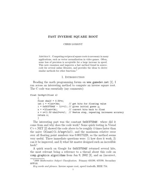 Image result for Fast Inverse Square Root Explained