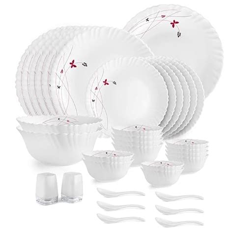 Buy Cello Opalware Dazzle Lush Fiesta Dinner Set, 35Pcs, White Online ...