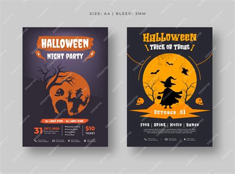 Premium Vector | Haunted Halloween party flyer and poster set Spooky ...