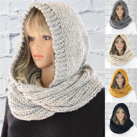 Women Winter Knitted Hooded Long Scarf Warm Wrap Head Scarves - Walmart.com