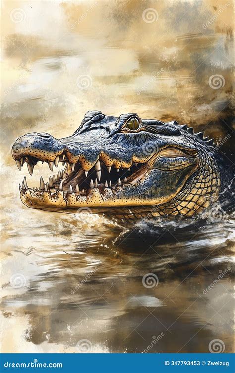 Crocodile, Dangerous Animal Realistic Drawing, Sketch Stock Illustration - Illustration of ...