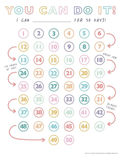50-Day You Can Do It Chart for Kids