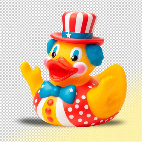 Premium PSD | Psd yellow rubber duck clown on a transparent background