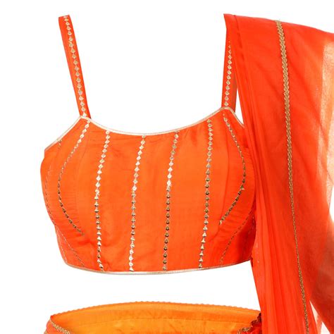 Buy Orange Lehenga Set For Women | Indyverse