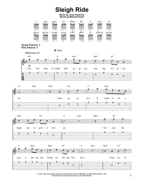 Sleigh Ride by Leroy Anderson Sheet Music for Easy Guitar Tab at Sheet ...