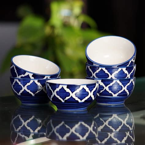 Freakway Hand-Painted Glossy Umrao Ceramic Bowl Set of 6 (150ml ...