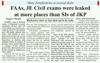 FAAs, JE Civil exams were leaked at more places than SIs of JKP