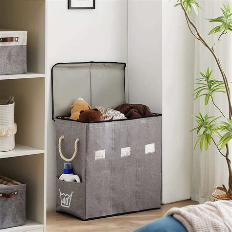 3 Section Laundry Hamper With Lid - Laundry Bags Manufacturer and Supplier