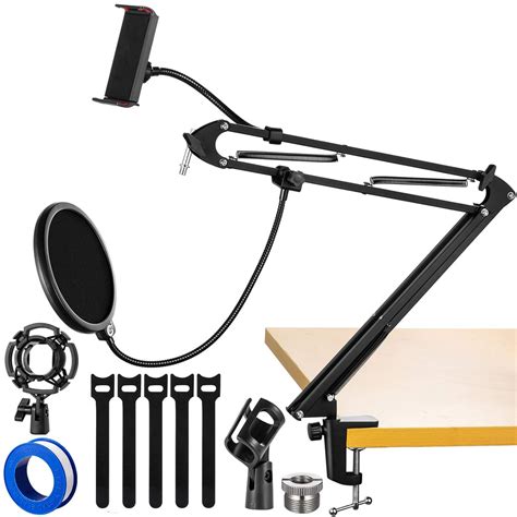 EJT Microphone Stand- Desk Adjustable Microphone Boom Arm Made of ...