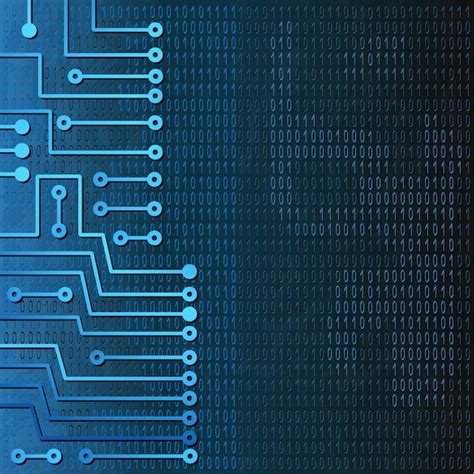 Dessin d'un circuit électronique moderne et d'un code binaire sur fond ...