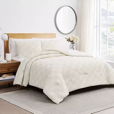 Truly Soft Textured Checkered Grey Comforter Set