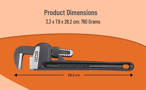 JCB Tools Heavy Duty Pipe Wrench - Cast Iron, 10", 22058613 : Amazon.in ...