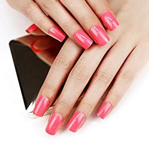 Buy ArtPlus Preglued 24pcs Coral False Nails Kit Medium Full Cover with ...