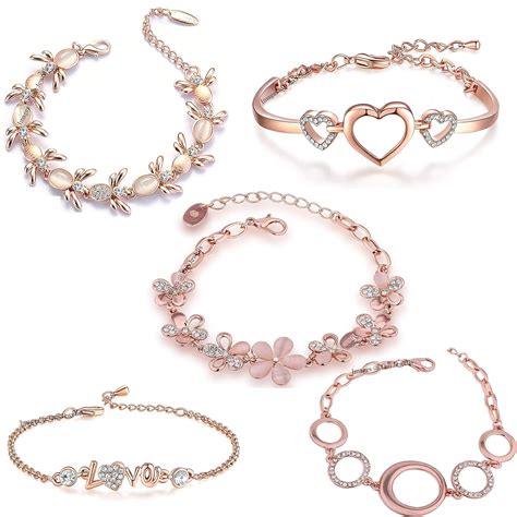 Om Jewells Valentine Gift Rose Gold Plated Jewellery Combo Of 5 ...