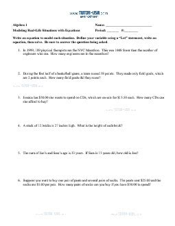 Image result for Real Life Algebra Word Problems