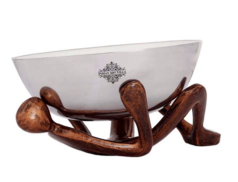 Silver Plated Decorative Bowl With Human Stand , Serveware , Width 26.