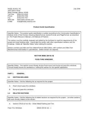 Pass-Thru Windows. Guide Specification Doc Template | pdfFiller