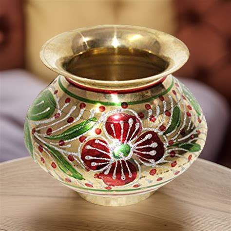 TGS Brass Handpainted Meenakari Karwa Chauth Lota/Kalash for Pooja ...