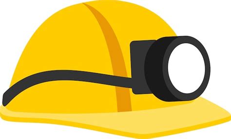 Premium Vector | Yellow Hard Hat Mining Helmet with Flashlight