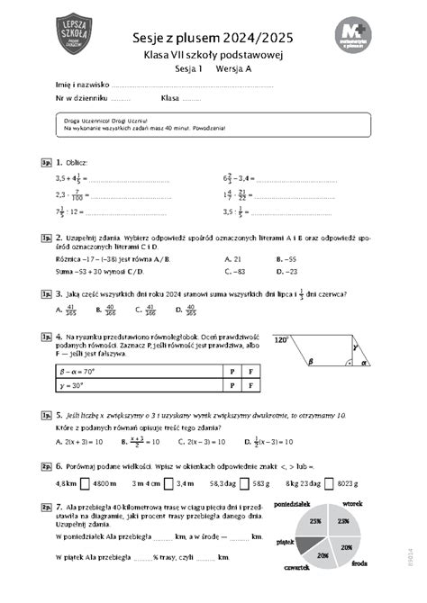 Kl. 5 Test z Figur Geometrycznych - Propozycje i Zagadnienia - Studocu