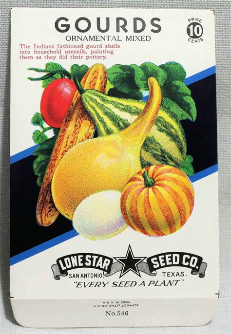 Seed Packets, Lone Star Seed Co, Gourds #546, NOS, Vintage - Antigo Trunk