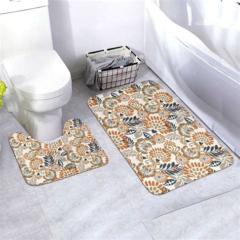 Zeuib Floral Paisley Water/Dust Absorbent bath rug set,Toilet Bath Mat ...