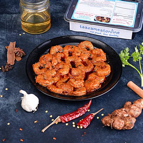 Buy Taazameatonline Spicy Prawns Pepper Masala Mix - Marinated, Ready ...