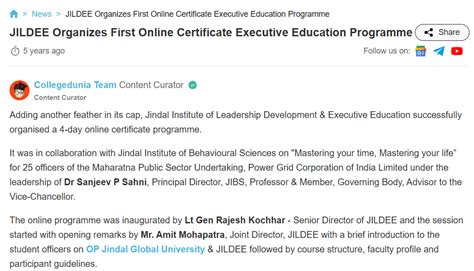 JILDEE Organizes First Online Certificate Executive Education Programme