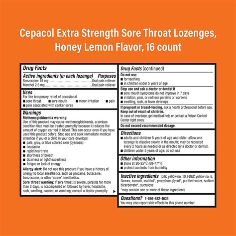Cepacol Extra Strength Sore Throat Lozenges, Powerful Symptom Relief ...