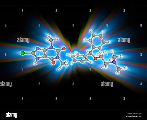 Dimenhydrinate. Molecular model of the drug dimenhydrinate. This over-the-counter drug is a ...